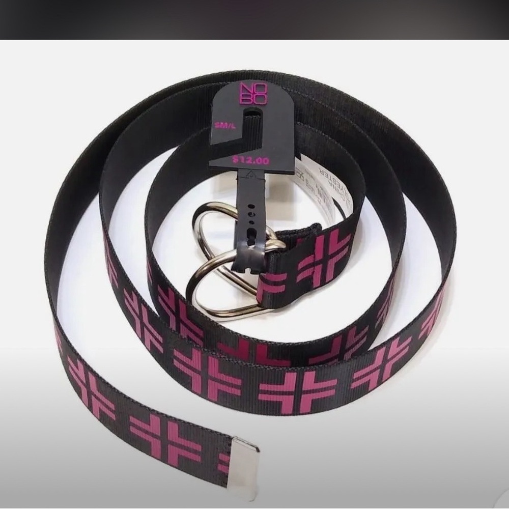 NWT S/M/L nylon belt DD ring pink black 624